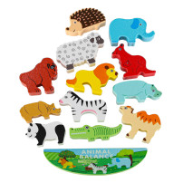 Drewniana układanka balansująca zwierzątka safari montessori 3+