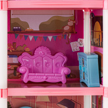 Domek dla lalek willa różowa DIY 4 poziomy z mebelkami 61cm
