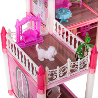 Domek dla lalek willa różowa DIY 4 poziomy z mebelkami 61cm