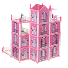 Domek dla lalek willa różowa DIY 4 poziomy z mebelkami 61cm