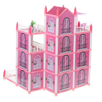 Domek dla lalek willa różowa DIY 4 poziomy z mebelkami 61cm