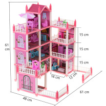 Domek dla lalek willa różowa DIY 4 poziomy z mebelkami 61cm