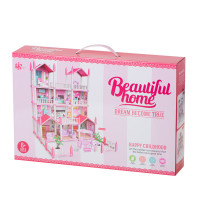 Domek dla lalek willa różowa DIY 4 poziomy z mebelkami 61cm
