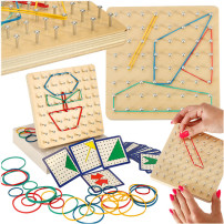 Geoboard drewniana układanka tworzenie kształtów z gumek