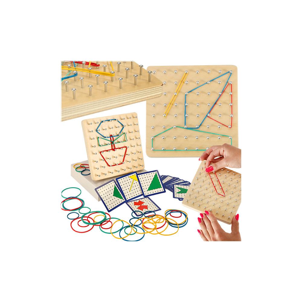 Geoboard drewniana układanka tworzenie kształtów z gumek