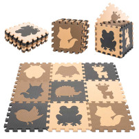 Mata edukacyjna piankowa puzzle beż 85x85 cm 9 elementów