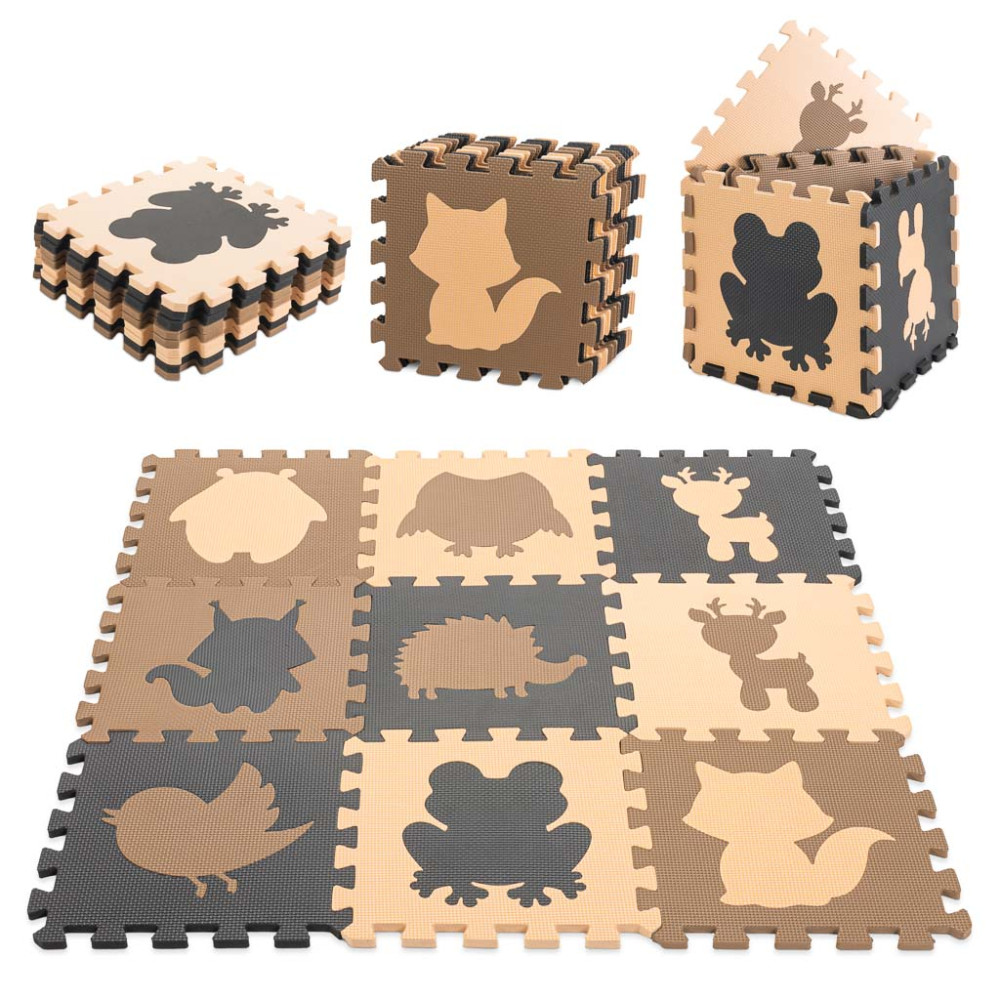 Mata edukacyjna piankowa puzzle beż 85x85 cm 9 elementów