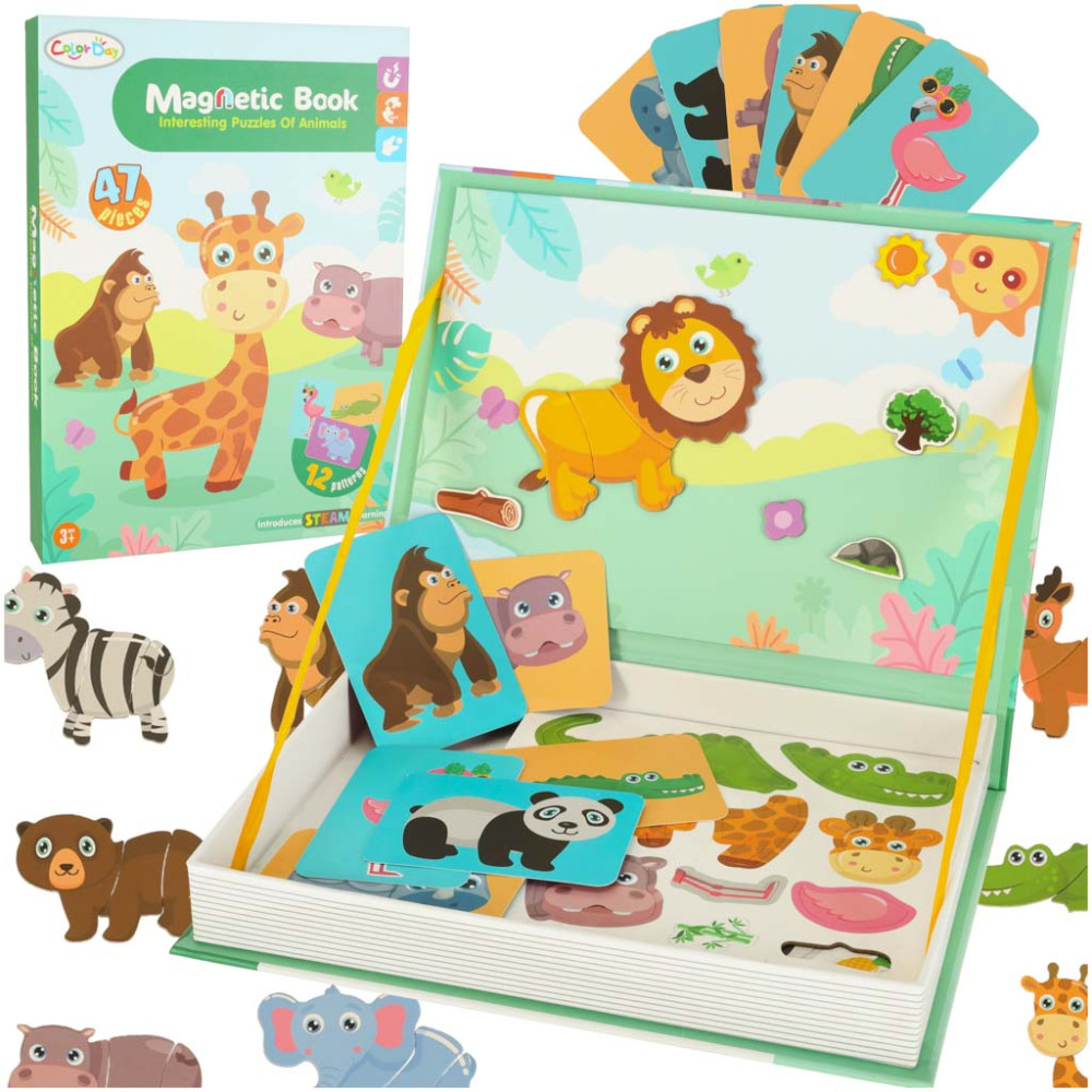 Książeczka magnetyczna puzzle safari zwierzęta 47 el.