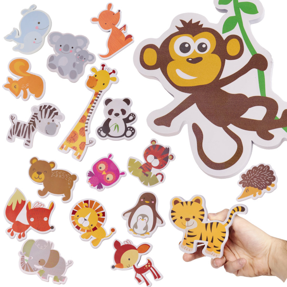 Piankowe puzzle do kąpieli zwierzątka 18 el. - zabawka do wanny