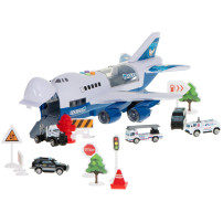 Transporter samolot policja + 6 aut i akcesoria, LED