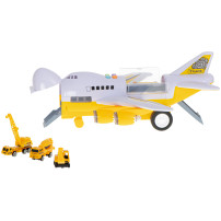 Samolot transporter + 6 aut budowlanych z LED, 39cm