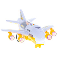Samolot transporter + 6 aut budowlanych z LED, 39cm