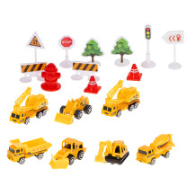 Samolot transporter + 6 aut budowlanych z LED, 39cm