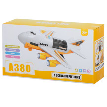 Samolot transporter + 6 aut budowlanych z LED, 39cm