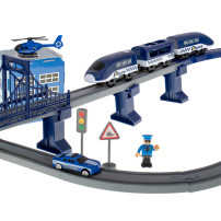 Kolejka elektryczna policja z autkami 92 elementy, tor ~300 cm