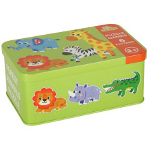 Puzzle safari dla dzieci 25 puzzli 6 obrazków w puszce