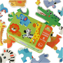 Puzzle safari dla dzieci 25 puzzli 6 obrazków w puszce