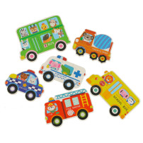 Puzzle pojazdy dla dzieci 30 elementów 6 obrazków w puszce