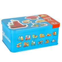 Puzzle dla dzieci pojazdy 48 elementów w puszce, 24 obrazki
