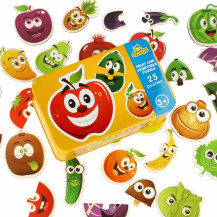 Puzzle dla dzieci owoce i warzywa 50 elementów, 25 obrazków w puszce