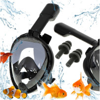 Maska do snorkelingu pełna składana L/XL czarna z rurką dry-top