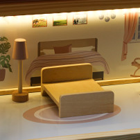Drewniany domek dla lalek z mebelkami i LED 78 cm, różowy