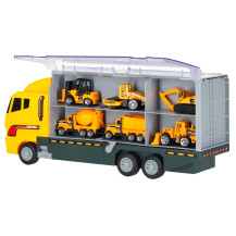 Ciężarówka TIR transporter z wyrzutnią + 6 metalowych maszyn budowlanych