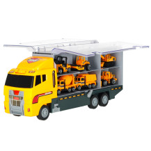 Ciężarówka TIR transporter z wyrzutnią + 6 metalowych maszyn budowlanych