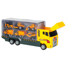 Ciężarówka TIR transporter z wyrzutnią + 6 metalowych maszyn budowlanych
