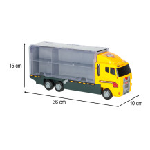 Ciężarówka TIR transporter z wyrzutnią + 6 metalowych maszyn budowlanych