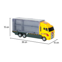 Ciężarówka TIR transporter z wyrzutnią + 6 metalowych maszyn budowlanych