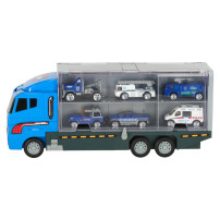 Transporter TIR wyrzutnia + 6 metalowych aut policja
