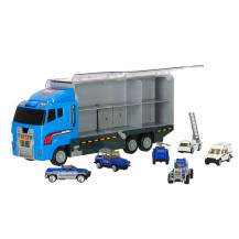Transporter TIR wyrzutnia + 6 metalowych aut policja