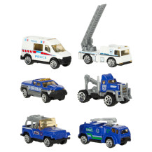 Transporter TIR wyrzutnia + 6 metalowych aut policja