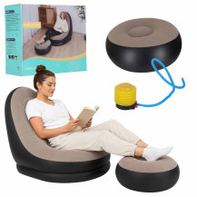 Fotel dmuchany z podnóżkiem 2w1 - sofa, pufa i pompka w zestawie