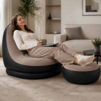 Fotel dmuchany z podnóżkiem 2w1 - sofa, pufa i pompka w zestawie