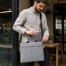 Torba na laptopa 15,6 cali oxford 300D z paskiem na ramię, szara