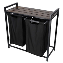 Kosz na pranie 2 komory z półką loft 80l - KX3097