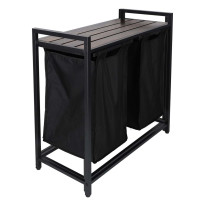 Kosz na pranie 2 komory z półką loft 80l - KX3097