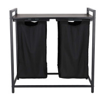 Kosz na pranie 2 komory z półką loft 80l - KX3097