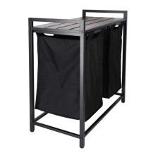 Kosz na pranie 2 komory z półką loft 80l - KX3097