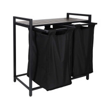 Kosz na pranie 2 komory z półką loft 80l - KX3097