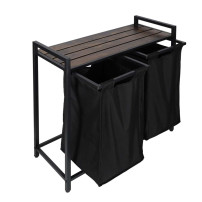 Kosz na pranie 2 komory z półką loft 80l - KX3097