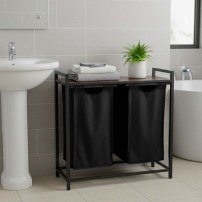 Kosz na pranie 2 komory z półką loft 80l - KX3097
