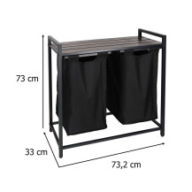 Kosz na pranie 2 komory z półką loft 80l - KX3097
