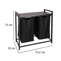 Kosz na pranie 2 komory z półką loft 80l - KX3097