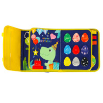 Tablica manipulacyjna sensoryczna montessori walizka dinozaury niebieska