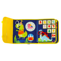 Tablica manipulacyjna sensoryczna montessori walizka dinozaury niebieska