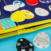 Tablica manipulacyjna sensoryczna montessori walizka dinozaury niebieska