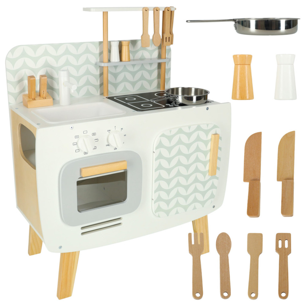 Drewniana kuchnia dla dzieci lulilo retro MDF 73 cm z akcesoriami